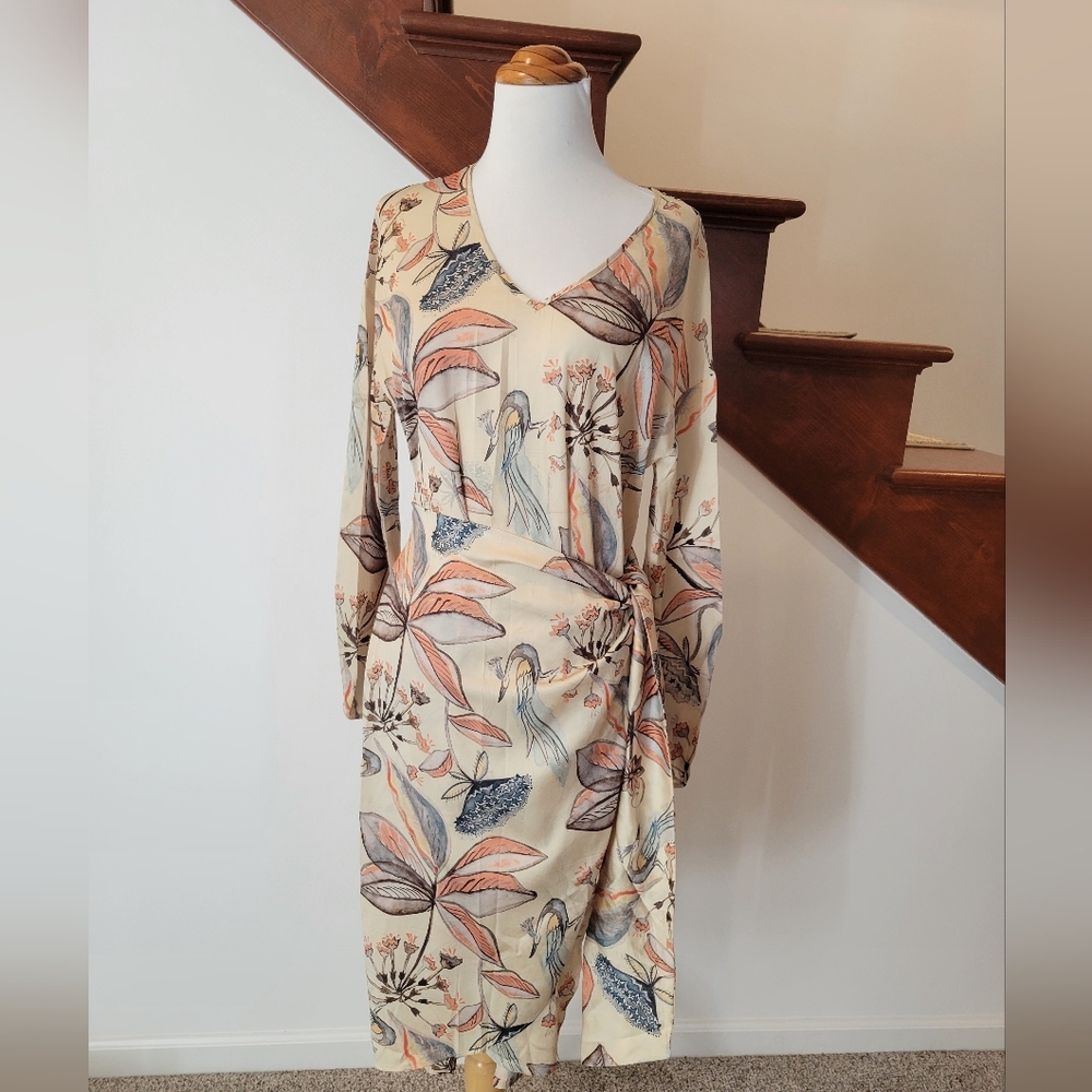 Cotelac Wrap Dress Floral Print Short‎ Sleeve Size M - Picture 4 of 7